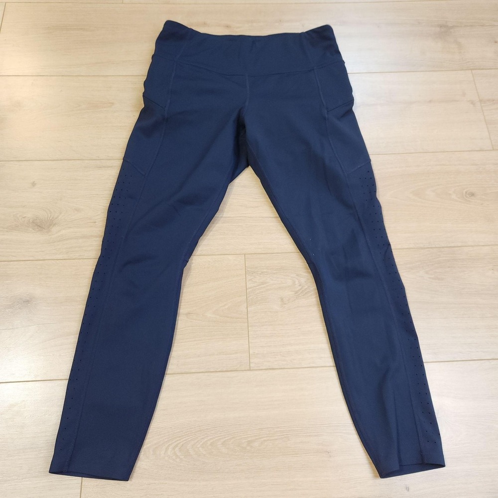 Athleta Contender Laser Cut 7/8 Leggings Leggings Womens Medium Blue Stretch Gym